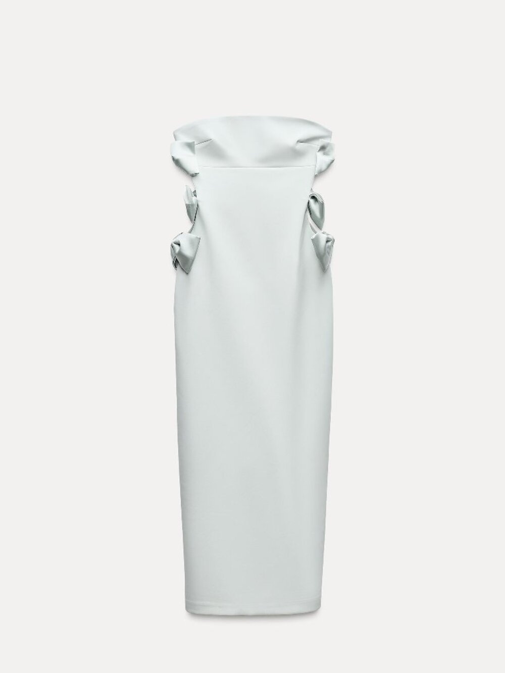 SATIN EFFECT BOW MIDI DRESS